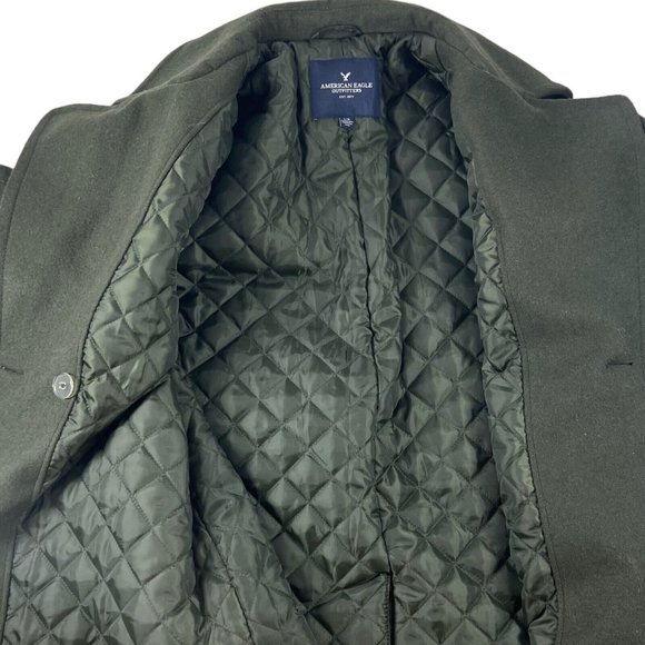 American Eagle Peacoat Women L Army Green Winter Fall Miliatary Wool Jacket Coat - Picture 15 of 16